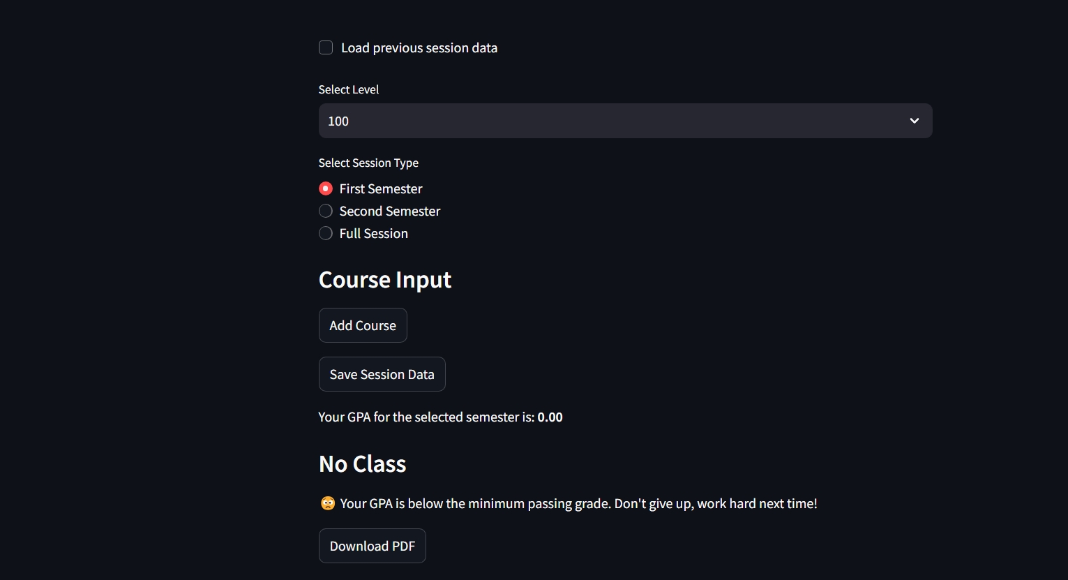 CGPA Calculator project